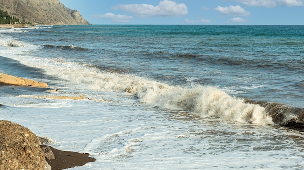 Seascape with easily undulating sea and waves