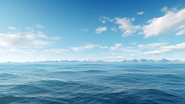 Seascape with A Wide Horizon and Blue Sky