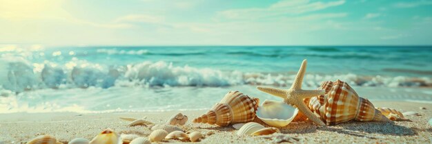 Photo seashell background on the shore