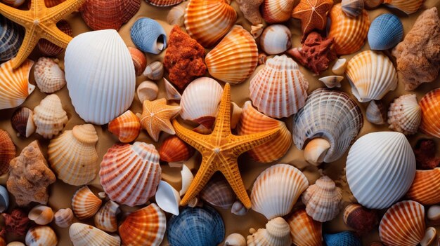 Seashell collection background