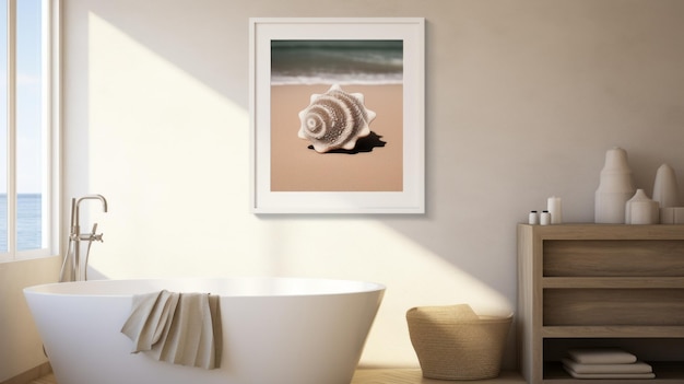 Photo seashell framed art print daz3d style australian landscapes photorealistic compositions