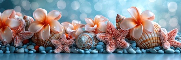 Seashell necklace Summer abstract background