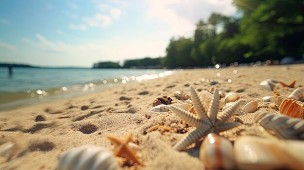 Seashell serenity tropical beach with golden sand