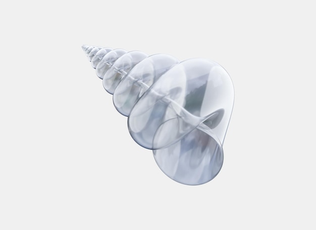 Прозрачная морская раковина милая 3D-рендер изолированная концепция символа лета Раковина реалистичная 3D-иллюстрация
