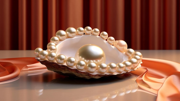 Photo a seashell with a pearl in the middle