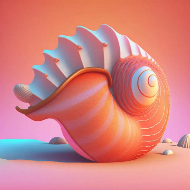 Photo a seashell with a pink background and a white border.