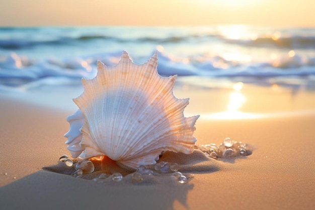 Foto le conchiglie sono sulla spiaggia nella sabbia.