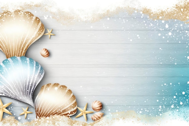 Seashells background gradient background copy space