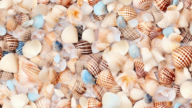 Photo seashells beachcombing coastal pixel pattern