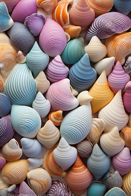 Seashells Pattern Hyper Realistic Pastel Colors Op Art