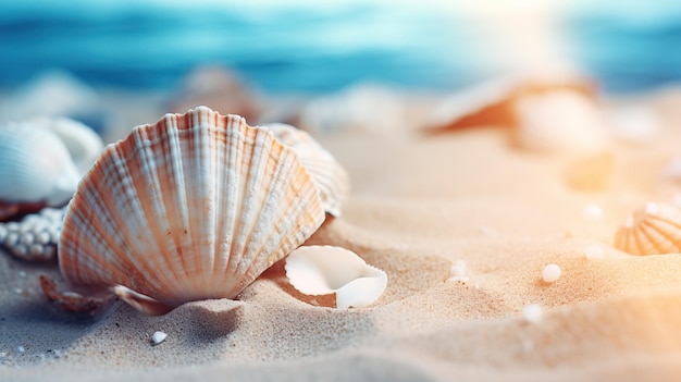 A seashells on sand generative ai art