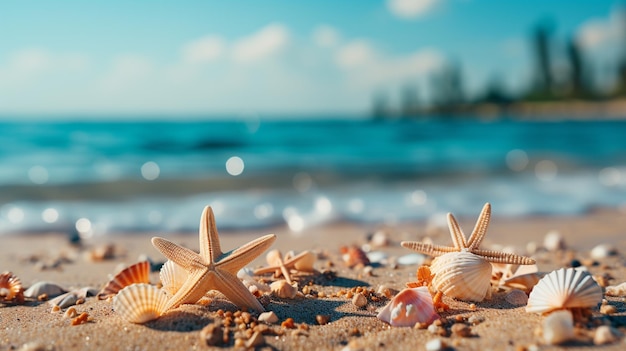 seashells on the sandy beach