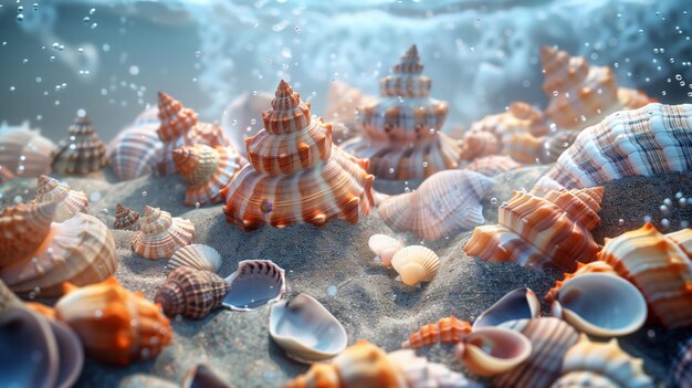 Seashells Scattered in Sand