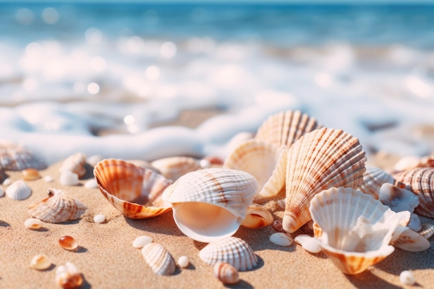 Seashells Scattered On Sandy Beach