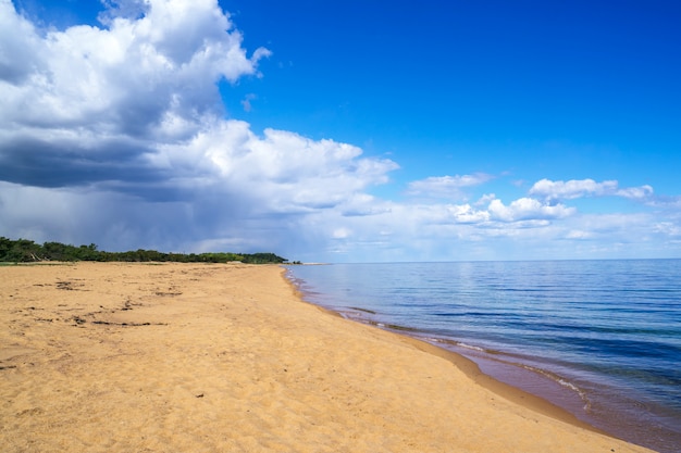 写真 スウェーデンのシムリスハムンの海岸風景予測に基づくビーチ。