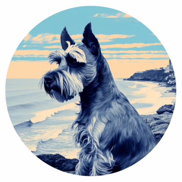 Seashore Schnorkel Portrait Miniature Schnauzer At Bondi Beach