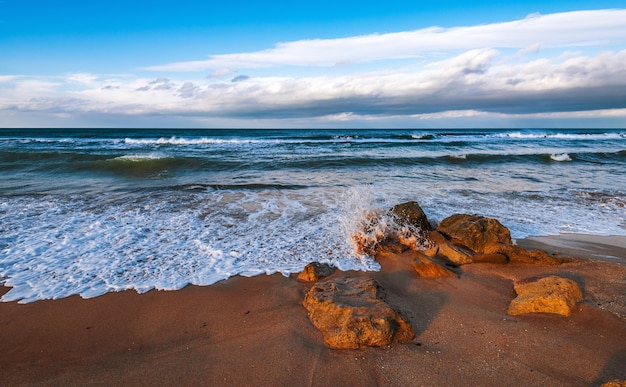 Seashore at sunset time