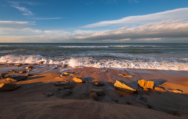 Seashore at sunset time