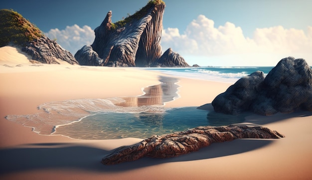 Seashore with beautiful sand Generative AI