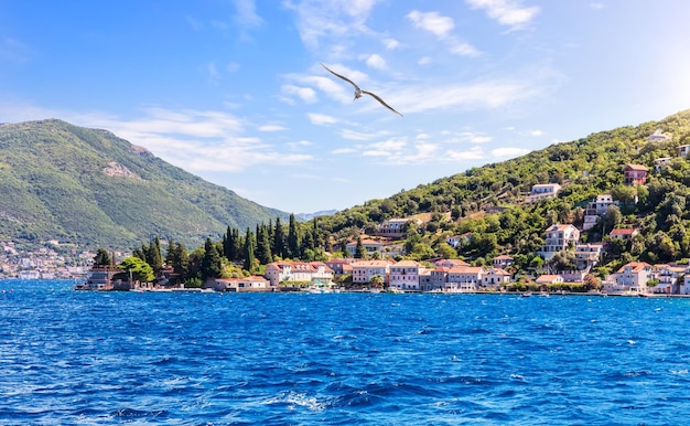 Photo seaside of the adriatic sea in the bay of kotor montenegro