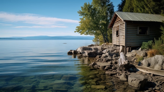 Seaside Cabin On The Shore Of A Lake With Stunning Aquamarine Views