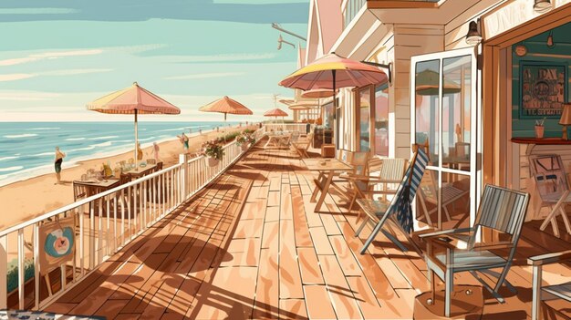 Seaside cafes and boardwalks