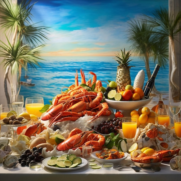 Photo seaside delicacies fresh seafood straight from the ocean