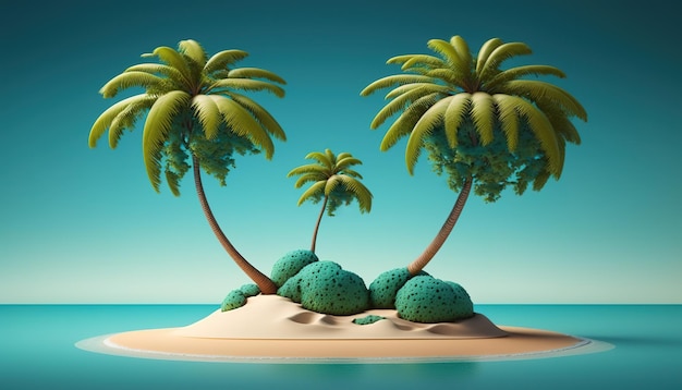 Seaside scene with palm trees
