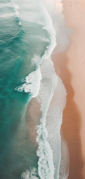 Seaside Serenity Aerial View of Majestic Ocean and Golden Beaches Generative AI