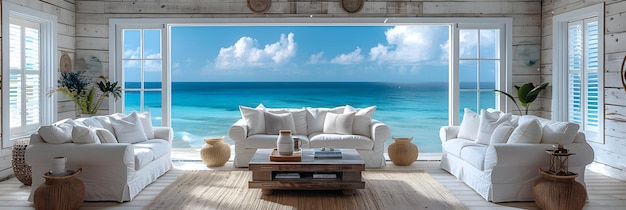 Seaside Serenity Coastal Living Room Design