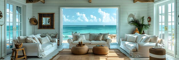 Seaside Serenity Coastal Living Room Design