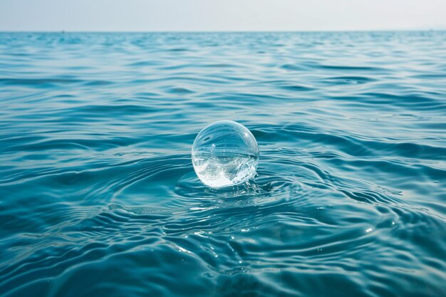 Seaside Serenity Glass Ball Water Embracing World Oceans Day Calm