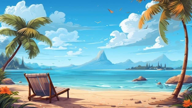 Seaside Serenity Illustration of Summer Beach Background