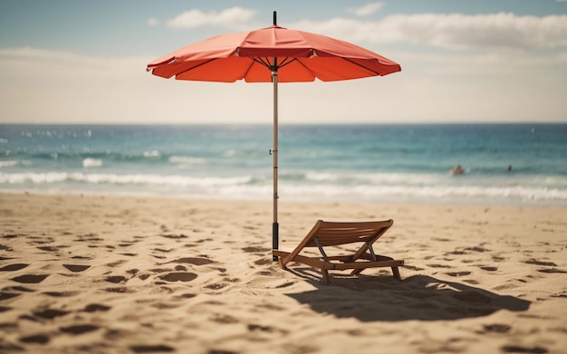 Seaside Solace Sun Umbrella and chair on a Pristine Beach
