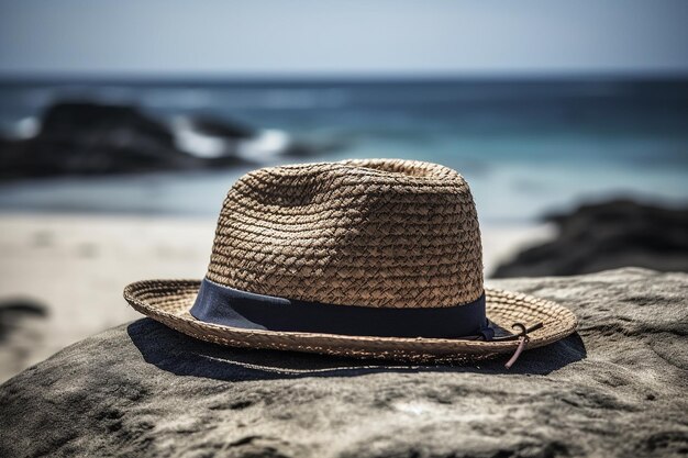 写真 海辺のストローハット