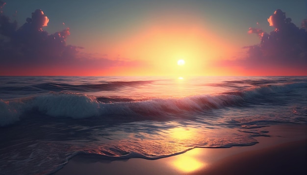 Seaside Sunrise A Stunning Sunrise Scene Generative AI