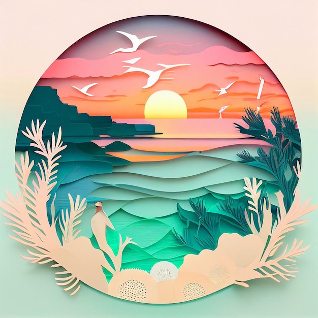 Seaside Sunrise A Stunning Sunrise Scene Generative AI