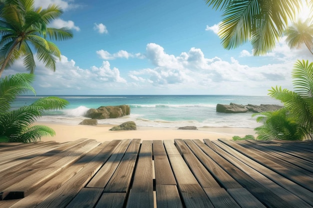 Фото Панорама на деревянной палубе на берегу моря