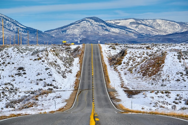 Season changing first snow along highway