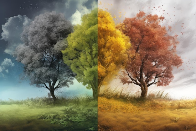 Season tree concept art Generate Ai