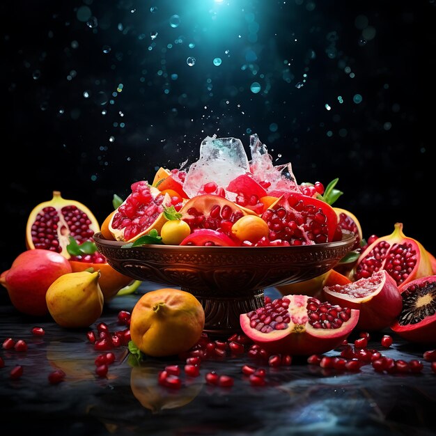 Seasonal abundance fruits on the table representing prosperous yield in yalda night celebration