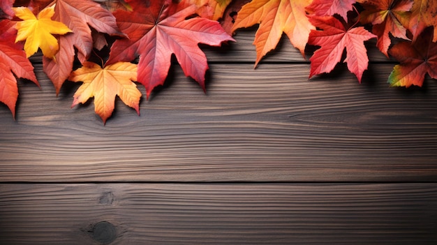 Seasonal autumn leaves on rustic background