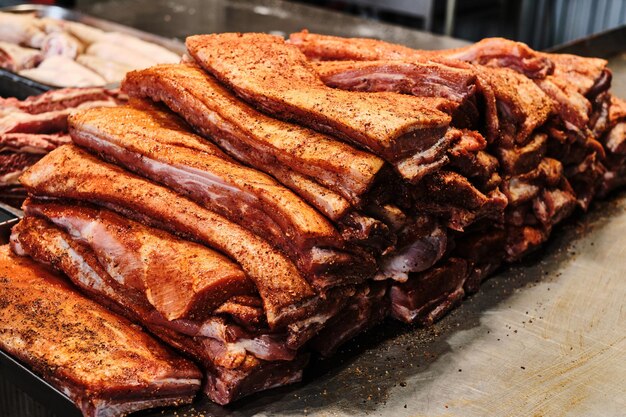 Photo seasoned pork ribs ready for cooking