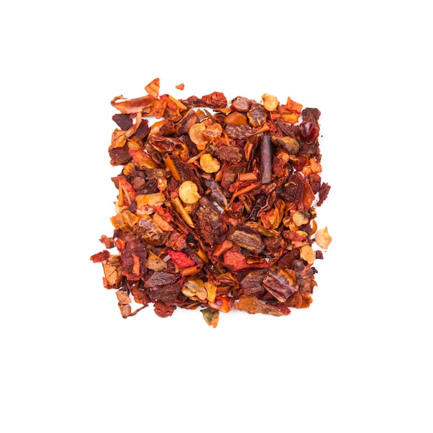 Seasoning dried paprika izolated on white background