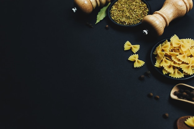 Seasonings, herbs and pasta