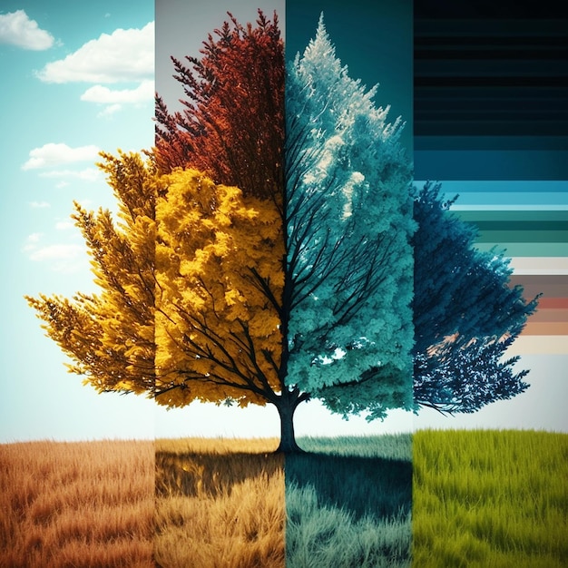 The seasons are beautiful collage Generative AI