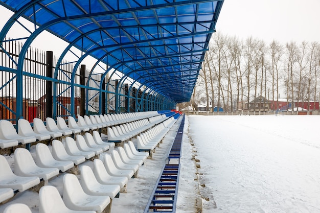 Seat on the stands in winter