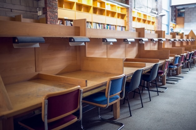 Seats in a row at the college library