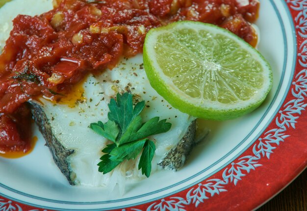 Seattle Baked Halibut.American Cuisine