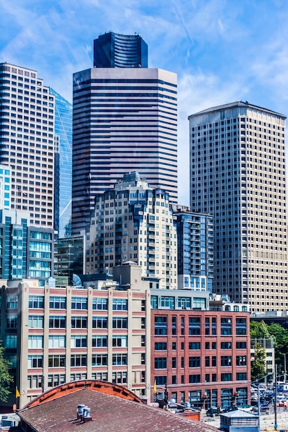 Photo seattle skyscrapers from the waterfront